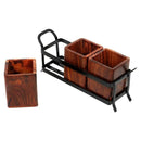 Handyfiner WOODEN & WROUGHT IRON CUTLERY HOLDER/TABLE ORGANIZER/MULTIPURPOSE STAND