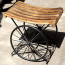 WROUGHT IRON WOODEN BEDSIDE TABLE | END TABLE SITTING STOOL FOR LIVING ROOM AND BEDROOM