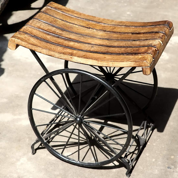 WROUGHT IRON WOODEN BEDSIDE TABLE | END TABLE SITTING STOOL FOR LIVING ROOM AND BEDROOM
