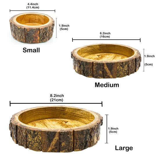 HAND CRAFTED BARK TRAY SET OF 3
