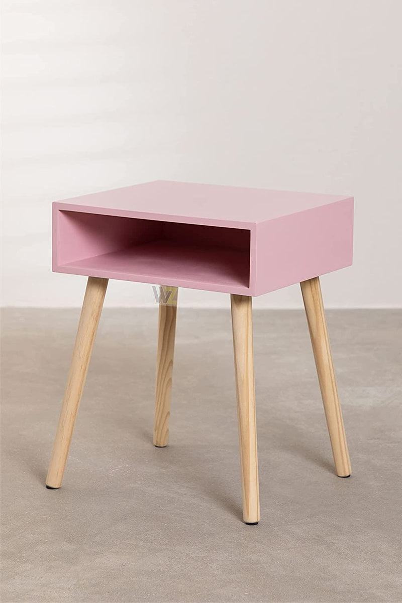 HANDYFINER Nightstand Open Shelf, Bedside Table, End Table, Sofa Side Table Night Stand for Bedroom, Foldable Space Saving Furniture-Pink