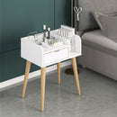 HANDYFINER Modern Bedside Table with Drawer and Book Storage Space, Nightstand for Living Room/Bedroom, Home Decore Furniture, Accent Table for Home & Office-White