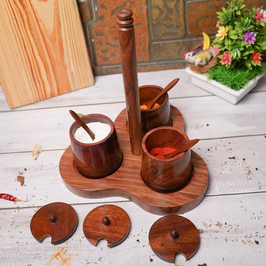 3 COMPARTMENT REAL SHEEHSAM WOOD DRY FRUIT BOX/ SPICE BOX/ STORAGE BOX/MASALA BOX SET CONTAINER