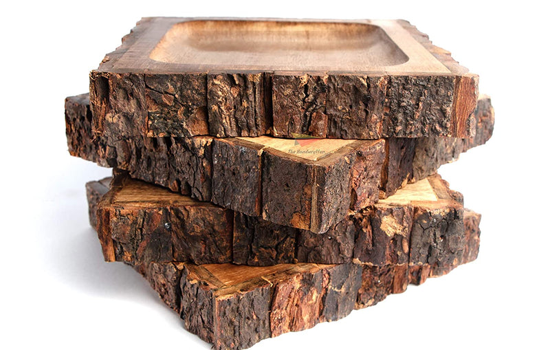 LOBBEY BARK/BUCKLE WOODEN SERVING TRAY
