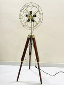Handyfiner Antique Adjustable Tripod Fan 5 Light Floor Lamp with Morden Looks, Brass and Brown,