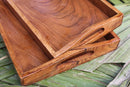 HANDYFINER Wooden Serving Tray || Set of 2 || Acacia Wood || Water Proof || Food Safe ||