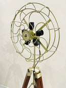 Handyfiner Antique Adjustable Tripod Fan 5 Light Floor Lamp with Morden Looks, Brass and Brown,