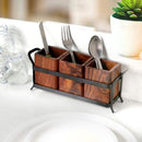 Handyfiner WOODEN & WROUGHT IRON CUTLERY HOLDER/TABLE ORGANIZER/MULTIPURPOSE STAND
