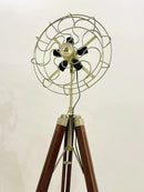 Handyfiner Antique Adjustable Tripod Fan 5 Light Floor Lamp with Morden Looks, Brass and Brown,