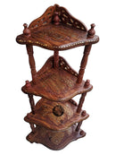 HANDYFINER Sheesham Wood Corner Rack Side Table for Home Decor