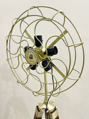 Handyfiner Antique Adjustable Tripod Fan 5 Light Floor Lamp with Morden Looks, Brass and Brown,