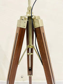 Handyfiner Antique Adjustable Tripod Fan 5 Light Floor Lamp with Morden Looks, Brass and Brown,