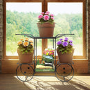 HANDYFINER 6-Tier Cart Planter Stand, Outdoor Flower Rack Flower Pot
