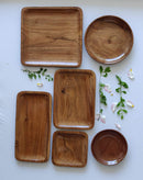 WOODEN Acacia Platter Set of 6 || Food Safe || Water Proof||Premium quality with excellent finishing.