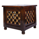 LOBBEY-BEAUTIFUL ANTIQUE STOOL WITH BRASS CUTTING DESIGN STORAGE FOR LIVING ROOM & BEDROOM FURNITURE