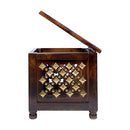 LOBBEY-BEAUTIFUL ANTIQUE STOOL WITH BRASS CUTTING DESIGN STORAGE FOR LIVING ROOM & BEDROOM FURNITURE