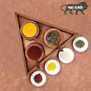 Handyfiner SHEESHAM WOOD TRIANGULAR CONTAINER TRAY SET WITH SPOONS