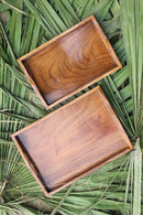 HANDYFINER Wooden Serving Tray || Set of 2 || Acacia Wood || Water Proof || Food Safe ||