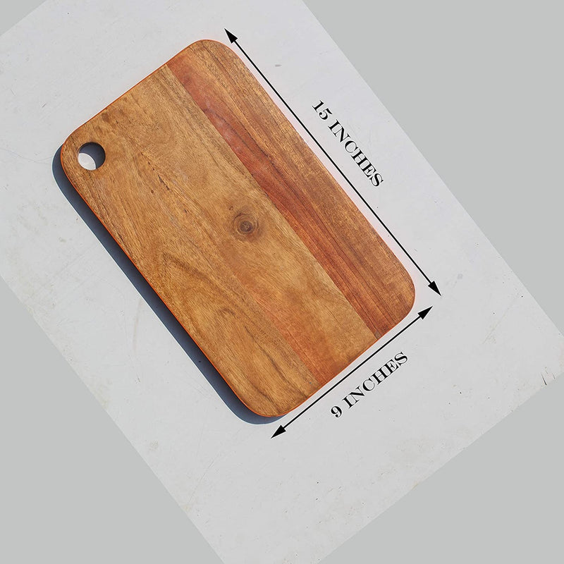 Acacia Wood Chopping Board (Orange Strip)