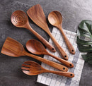 Kitchen Utensils Set,NAYAHOSE Wooden Cooking Utensil Set Non-stick Pan Kitchen Tool Wooden Cooking Spoons and Spatulas Wooden Spoons for cooking salad fork