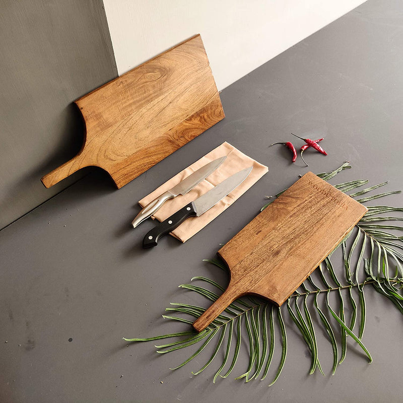 HANDYFINER Acacia Wood Chopping Board || Set of 2 || Acacia Wood || Water Proof || Food Safe || Can be Used as Platter