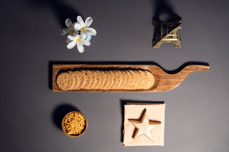 HANDYFINER ACACIA Wood Platter/Serving Tray/Snack Tray Modern Design