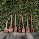 Handmade Wooden Non-Stick Serving and Cooking Spoon Kitchen Tools Utensil, Set of 7