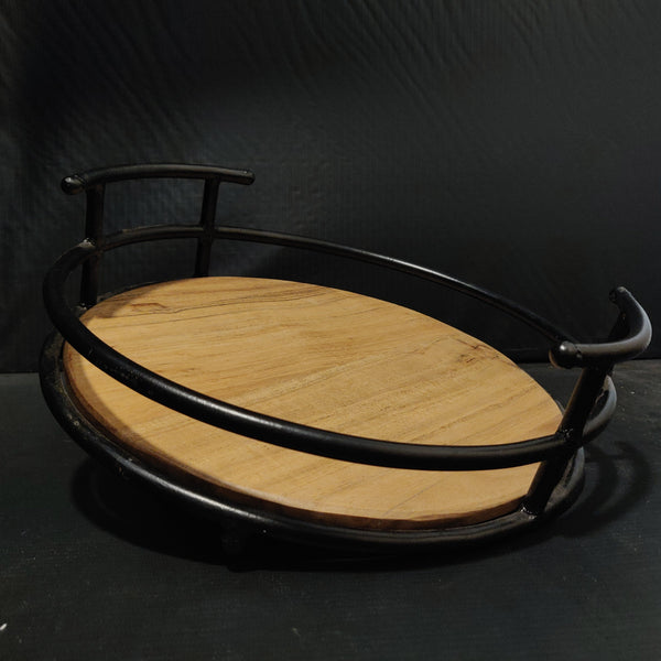 Premium Look Serving Platter || Tray || Metal Handle || Plate || Acacia Wood || Food Safe