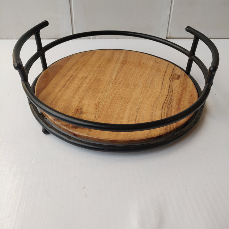 Premium Look Serving Platter || Tray || Metal Handle || Plate || Acacia Wood || Food Safe