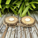 HANDYFINER bark style candle holder with candles II Wooden candle holder