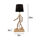 Moonwalker Beige Wooden Table Lamp with Black Fabric Lampshade