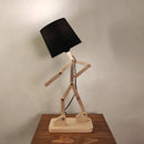 Moonwalker Beige Wooden Table Lamp with Black Fabric Lampshade