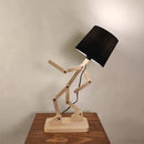 Moonwalker Beige Wooden Table Lamp with Black Fabric Lampshade