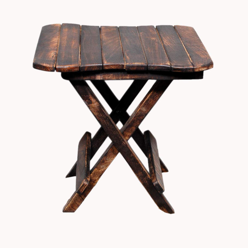 LOBBEY Antique Wooden Multi-purpose Square Folding Table/Stool (Size- 12×12 inches)
