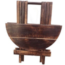 Antique Wooden Multi-purpose Round Folding Table/Stool (Size- 12×12 inches)