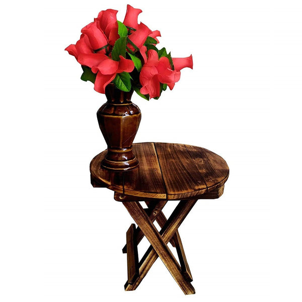 Antique Wooden Multi-purpose Round Folding Table/Stool (Size- 12×12 inches)