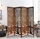 HANDYFINER Wooden Partition Screen || Room Divider Traditional Handicrafts || Brown (4 Panel) || Home Decor