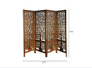 HANDYFINER Wooden Partition Screen || Room Divider Traditional Handicrafts || Brown (4 Panel) || Home Decor