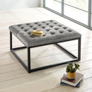 Premium Light Grey Leatherette Tufted Center Table