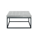 Premium Light Grey Leatherette Tufted Center Table