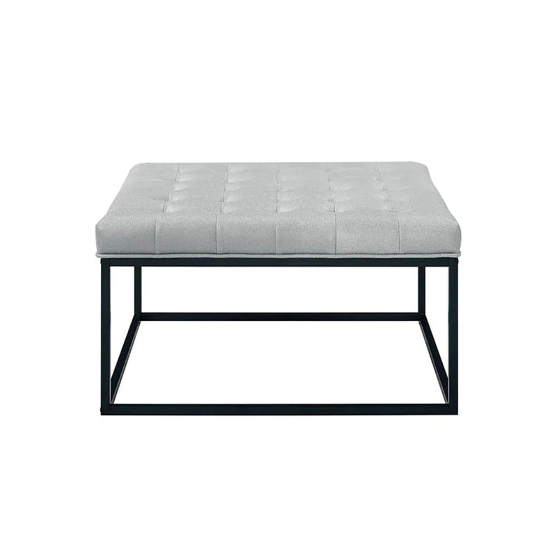 Premium Light Grey Leatherette Tufted Center Table