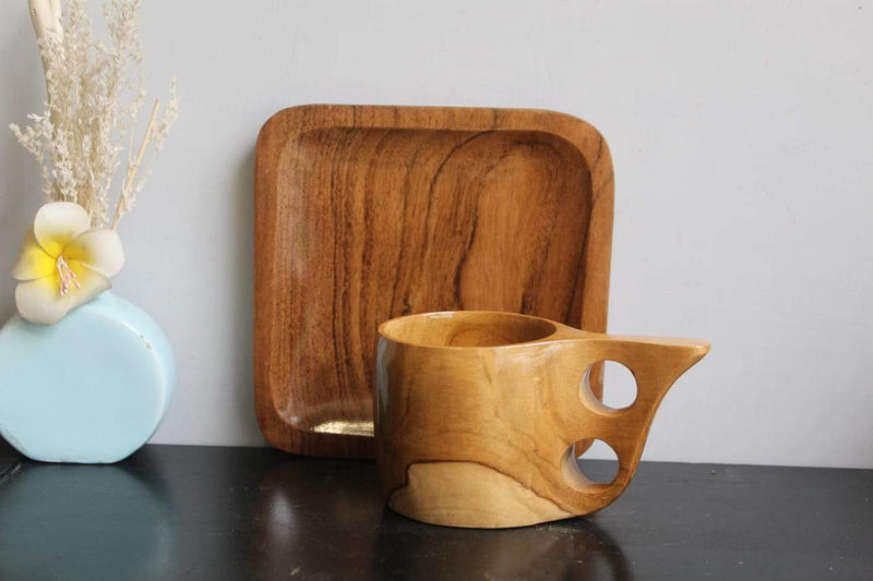 Handmade TEAK WOOD CUP and PLATE COMBO||Premium Quality||
