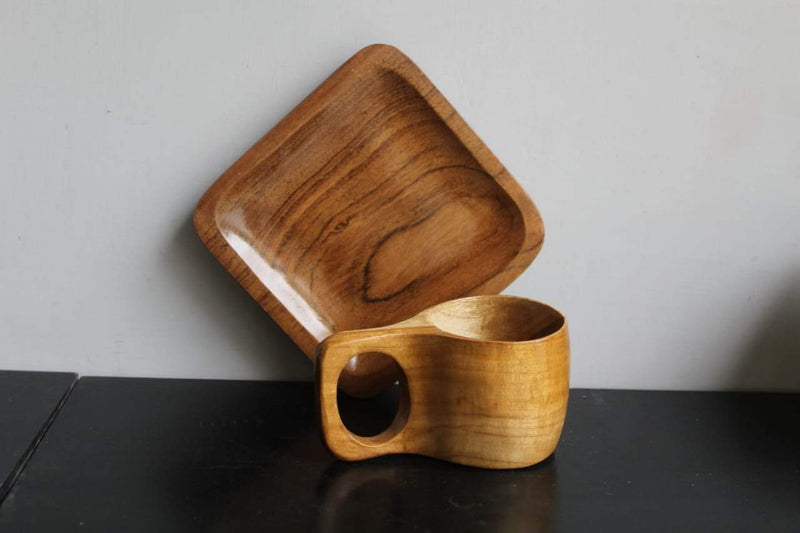 Handmade TEAK WOOD CUP and PLATE COMBO||Premium Quality||