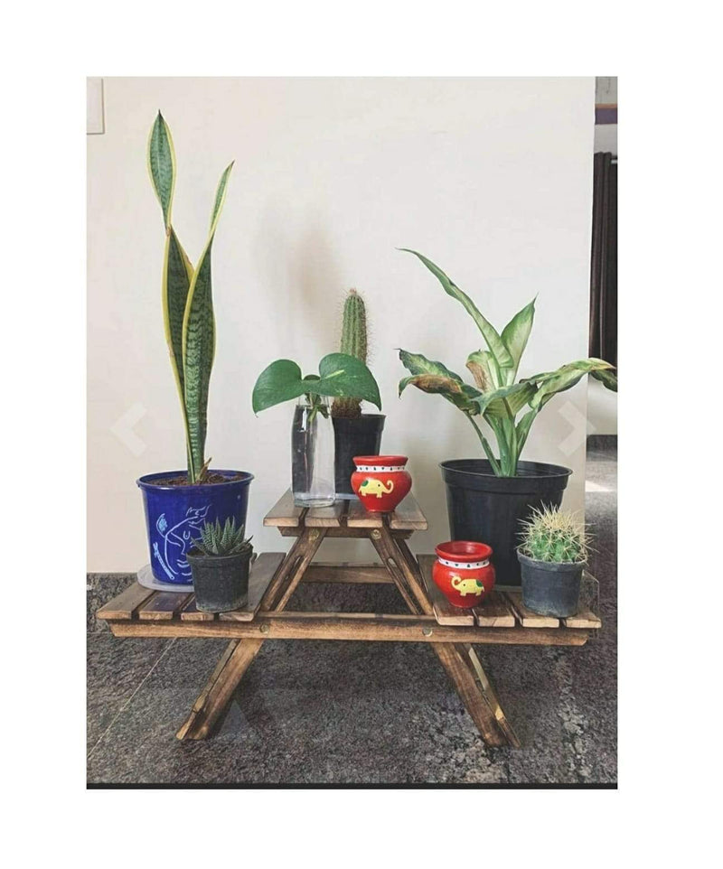 WOODEN MULTIPURPOSE FOLDING RACK/PLANT STAND WITH 3 DECKS
