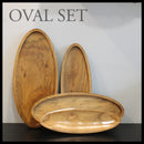 Wooden Oval Serving Tray Set of 4 II Wooden Serving Tray