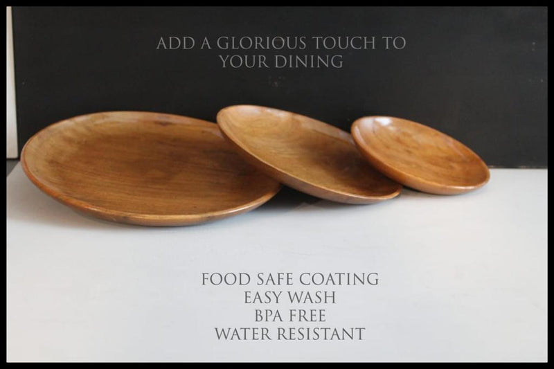 HANDYFINER Handmade Wooden Round Plate set||Food safe and water resistant