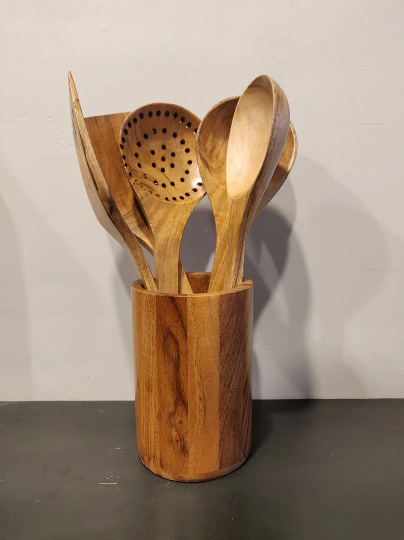 premium quality wooden spoon set of 5 with holder || Kitchen ware || Wooden handicrafts