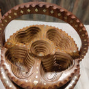HANDCRAFTED WOODEN BEAUTIFUL DRY FRUIT FOLDABLE BASKET 5 PARTITIONS
