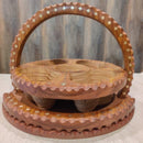 HANDCRAFTED WOODEN BEAUTIFUL DRY FRUIT FOLDABLE BASKET 5 PARTITIONS