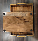 ACACIA WOOD Golden Handle rectangular Tray||PREMIUM QUALITY||Water Resistant..